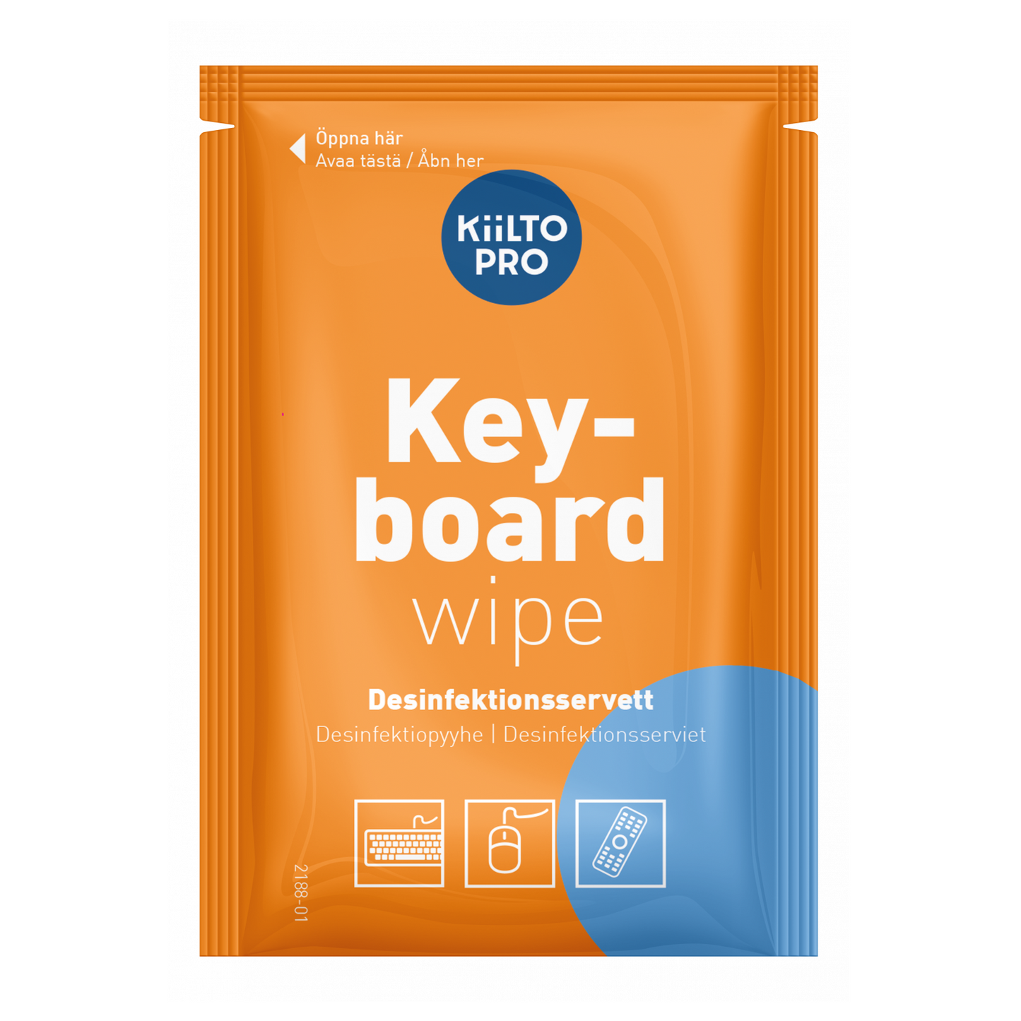 1 stk. Keyboard Wipe i orange forpakning