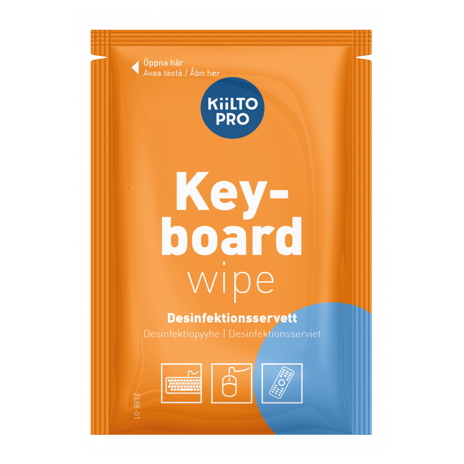 1 stk. Keyboard Wipe i orange forpakning