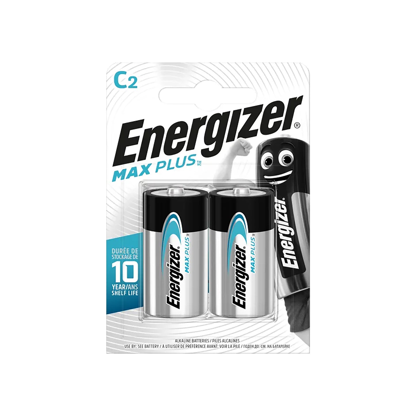 Batteri Energizer® Alkaline Max Plus™, C, 1,5 V, pakke med 2 stk.